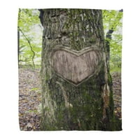 Flannel хвърляне на одеяло кафяво сърце в кората на дърво дървена мека за диван за легло и диван