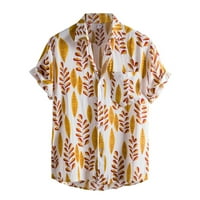 fvwitlyh тънък прилепващ рокля ризи за мъже Мъжки ежедневни хавайска риза флорален копче с къс ръкав надолу плажни ризи за мъже жълт x-голям