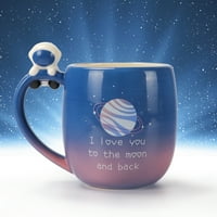Обичам те до луната и гърба керамична чаша с дръжка, голям подарък за чаени чаши за кафе