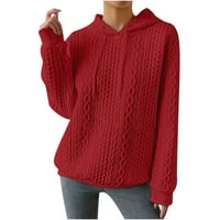 Женски качулки пуловер плюс размер мода ежедневен дълъг ръкав кръгла шия суичъри върхове блуза обикновена качулка
