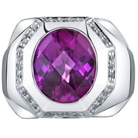 Мъжки 5. КТ създаде пурпурен сапфирен пръстен с печат в чисто сребро
