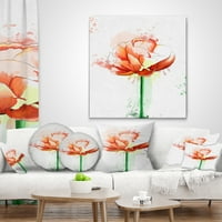 Дизайнарт роза със стволови и бояджийски пръски - флорална възглавница-18х18