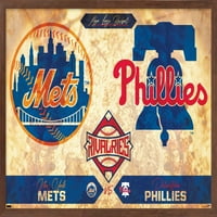 Съперничества - Ню Йорк Метс срещу Филаделфия Филис плакат за стена, 14.725 22.375 в рамка