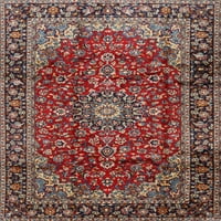 Ahgly Company Machine Pashable Indoor Square Traditional Saffron Red Area Rugs, 6 'квадрат