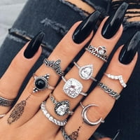 Kiplyki на едро личност моден кухи слънчогледов геометричен черен скъпоценен камък комплект пръстен