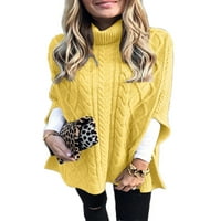 Paille Ladies Fashion плетени пуловери Солиден цвят пуловер джъмпер върхове свободни шикозни шикозни половин ръкав есен шал пуловери