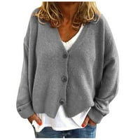 Перфектни подаръци за мама, AXXD Небрежен плътен пуловер с пуловери за пуловери за жени за жени Лятен клирънс Жълт размер 6