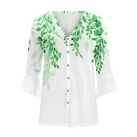 Ganfancp жилетки за жени плюс размери летен ръкав моден кардиган твърд цвят ежедневна тениска блузи зелени 2xl