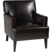 Обзавеждане на дома Carrington кресло в екологично чиста еспресо, свързана с еспресо кожа и еспресо твърди дървени крака