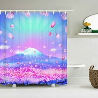 Японски стил 3d Mount Fuji и Цветна печат Сейм завеса с кука естествен пейзаж Домашна декорация завеси за баня