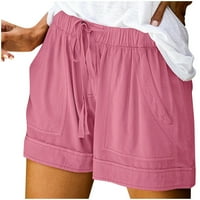 Umitay дамски удобни сплайсиране на сплайс небрежна еластична талия джобни разхлабени къси панталони Панталони разточителни къси