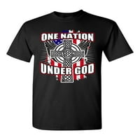 Една нация под Бог кръст САЩ Америка патриотична DT тениска за възрастни тениски