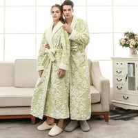 Authormvch пижама за жени за жени зимен печат с качулка удължено халат сплайсинг домашни дрехи с дълъг ръкав с халат палто бельо
