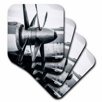 3Drose Twin Propellers на винтидж турбопроп самолет в черно -бели - меки каботажници, комплект от 8