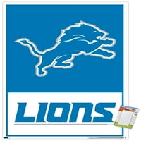 Детройт Лъвове - Плакат за стена на лого, 14.725 22.375