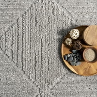 нулум Кери текстурирани геометрични Пискюл площ килим, 4 '6', Светло сиво