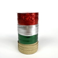 Метална празнична лента за къдрене, зелена, червена, златна и сребърна, във футове