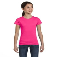 Marky G Apparel Girls's Shortlyeeve Crew Neck Solid тениски памук, S, розово горещо розово хедър