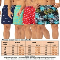 Haite Men Мреза облицована средна талия дъна Хавайски странични джобове мини панталони ваканция с теглене еластична талия плаж