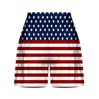 Symoid Womens Cotton Linen Shorts- Продажба Небрежно 4 юли с джобове с теглене на сини пет панталони за жени с размер l