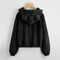 Ketyyh-chn дамско зимно яке зимно палто ежедневно отворено предно палто с черно, 2xl
