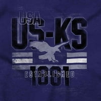 Kansas KS затруднено винтидж орел мъжки графични тениски Тийнейджъри Бриско Брандс S