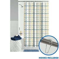 Многоцветен Каре Плат баня комплект, 13-парче душ завеса и куки, крепежни елементи