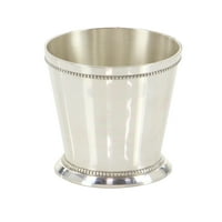 Decmode Традиционна кръгла кофа Декоративна ваза 4 W 3 , с полиран сребърен месингов покрив