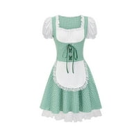 Caveitl летни рокли, модни дамски рокля с къс ръкав квадратна шия отпечатани удобни летни студени рамо рокля зелено, m