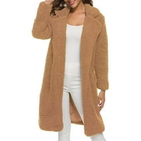 Дами моден плътен цвят с дълъг ръкав в средна дължина агнешко кадифено палто вълнени палта за жени есенни якета якета за жени