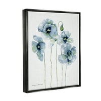 Ступел Модерен Мак Цъфти Синьо Абстрактни Ботанически И Флорални Живопис Черно Плаване Рамкирани Изкуство Печат Стена Изкуство