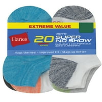 Чорапи на Hanes Boys, Super No Show Super Value Socks