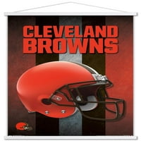Кливланд Браунс - Плакат за стена на шлем с дървена магнитна рамка, 22.375 34