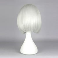 Уникални сделки човешки перуки за коса За Дама 14 сив Боб перука шапка дължина до рамото с бретон