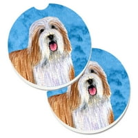 Carolines Treasures LH9375BUCARC Blue Bearded Collie Comple of Cup Holder Car Coasters Големи, многоцветни