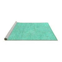 Ahgly Company Machine Wareable Indoor Rectangle Solid Turquoise Blue Modern Area Cugs, 5 '8'
