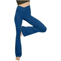 Penkiiy йога панталони дамски стрии йога гамаши фитнес за бягане фитнес спорт с пълна дължина активни панталони сини йога гамаши