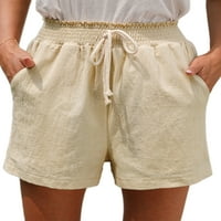 Frontwalk Womens Bermuda Pant с джобове Висока еластична талия на летните плажни къси панталони солидни цветни ежедневни дъна