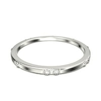 0,11ct, кръгло изрязана диамантена сватбена лента с диамант Moissanite 18k бяло злато над сребро