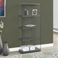 Monarch Bookcase 60 H Grey с закалено стъкло