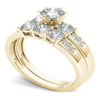 1-Каратов Т. в. диамантен Трикален 14кт жълт златен годежен пръстен