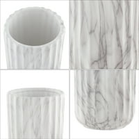 Силене абстрактна колона керамична ваза, комплект от 2, бял мрамор