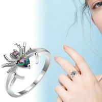 Бижута пръстен Ангажимент, инкрустиран за жени Моден пръстен Зелени дами пръстени пръстени