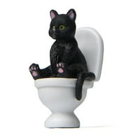 Rygai Cat Figures Висока симулация Вижина експресионна декорация Аксесоари Тоалетна седнала миниатюрна котешка животински модел играчка за деца, черно