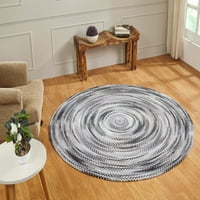 По-добри тенденции Омбре шенил реверсивен памук 72 кръгъл плетен килим, за възрастни-маслина