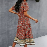 Жени ежедневни свободни флорални ромбични рокли модни плажни стил темперамент, моля, купете един или два размера нагоре