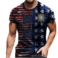 Мъжки патриотични тениски американски САЩ флаг с къс ръкав ретро череп принт тънък прилепват риза удобни върхове за свободното