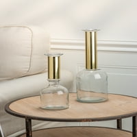 Герсон комплект от различни размери стъклени вази с матирано златно гърло