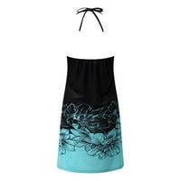 Zunfeo летни рокли за жени boho без ръкави A-line флорален резервоар Sundresses Loose Fit Небрежна мини рокля за ваканция- Синьо