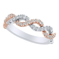 0. Карат кръг бял естествен диамант два тона безкрайна сватбена лента пръстен в 14K бял златен пръстен размер-12.5